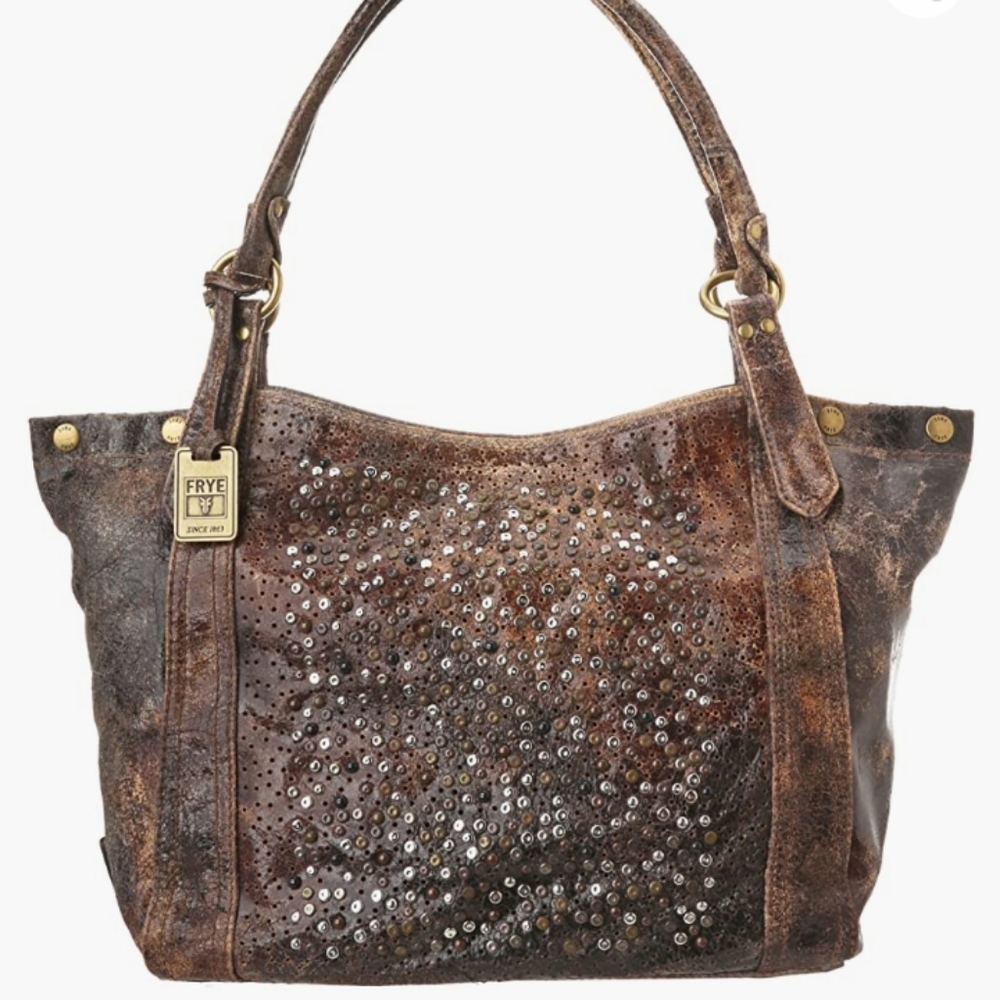 🥀FRYE Deborah Studded Shoulder Leather Tote Handbag